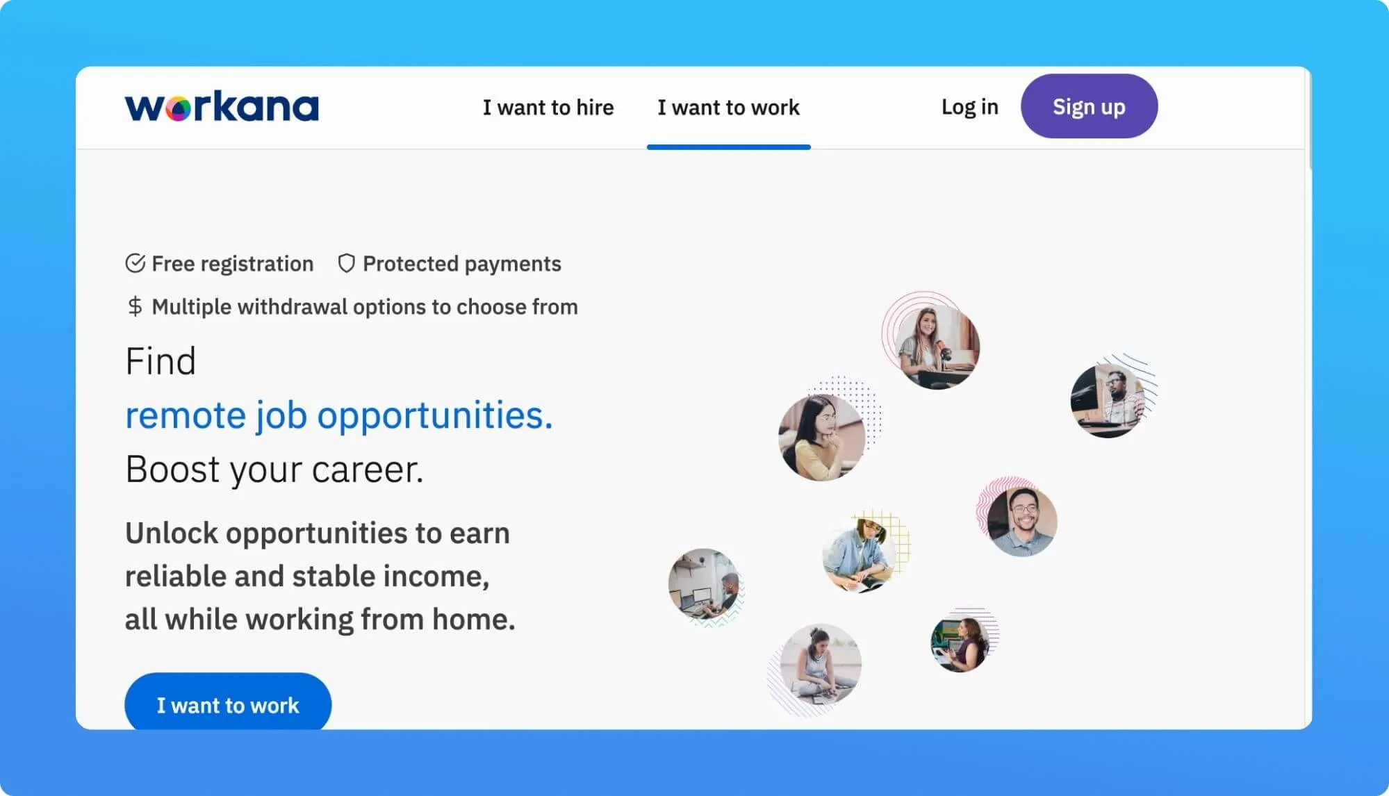 Screenshot of a job board for freelancers