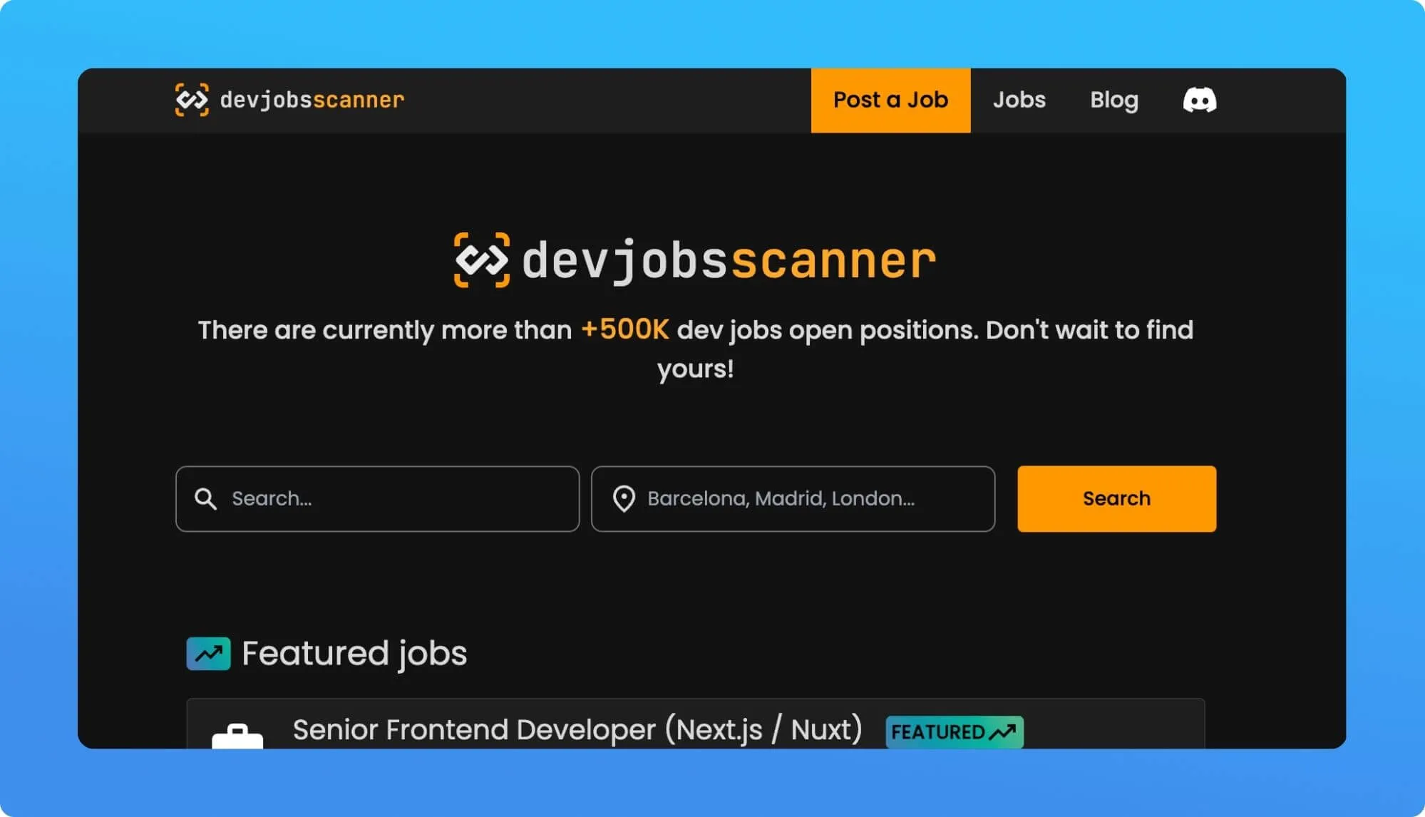 Screenshot of a Tech Job Board website