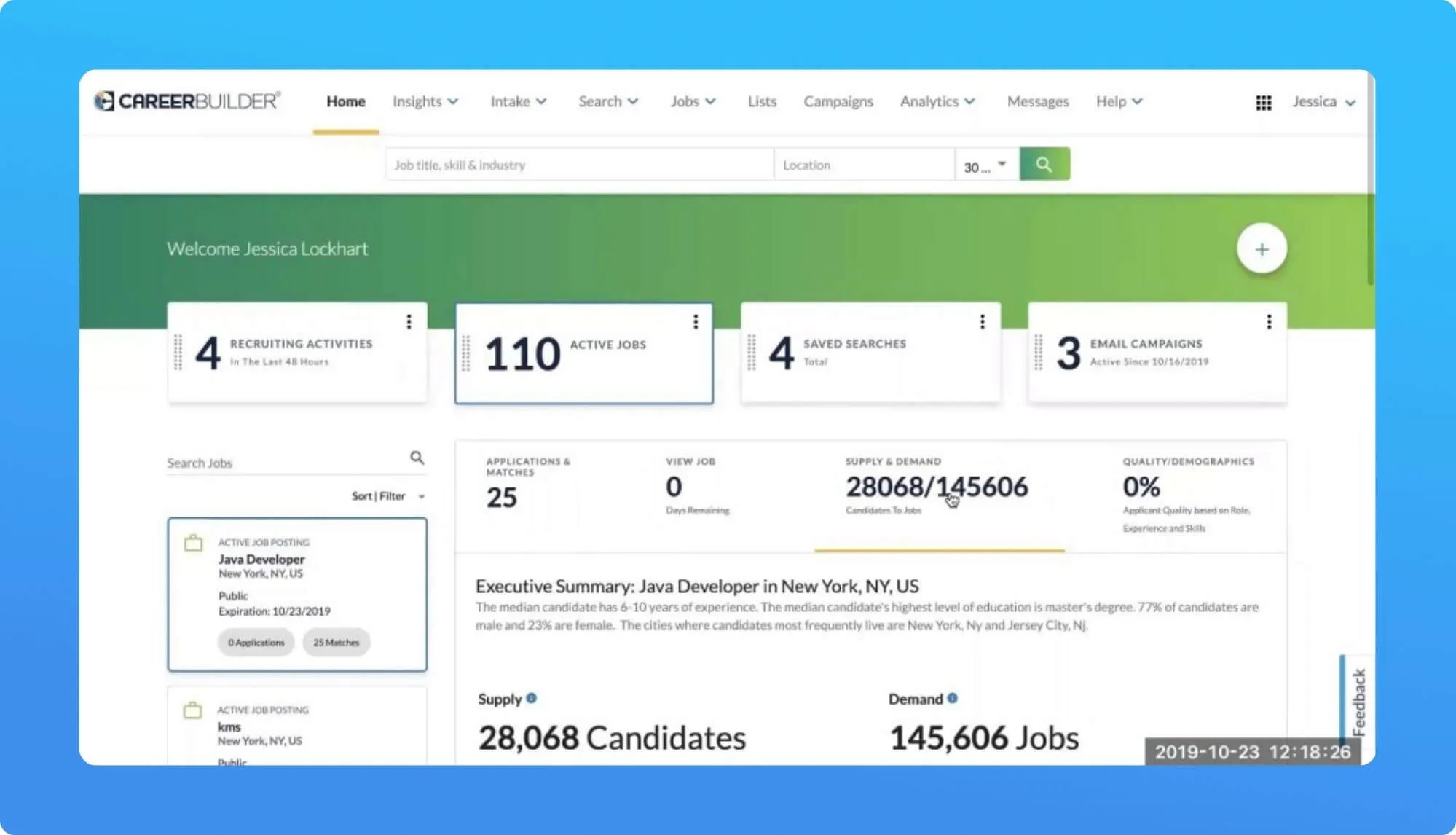 Screenshot of a job board website