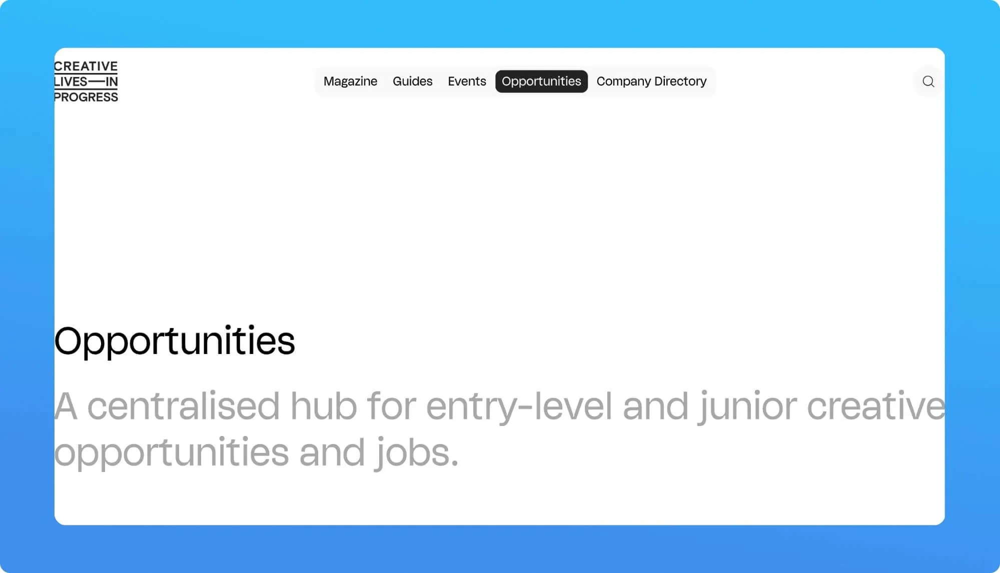 Screenshot of a job board website