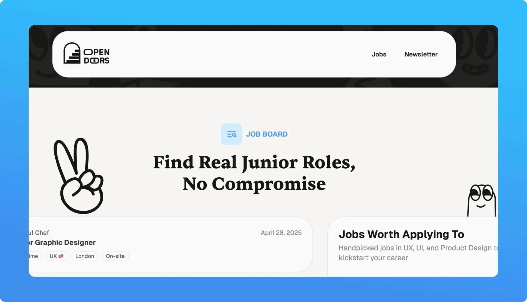 Screenshot of a job board website
