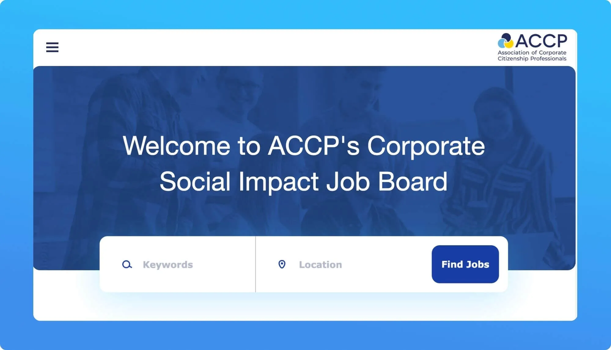 Screenshot of a job board website
