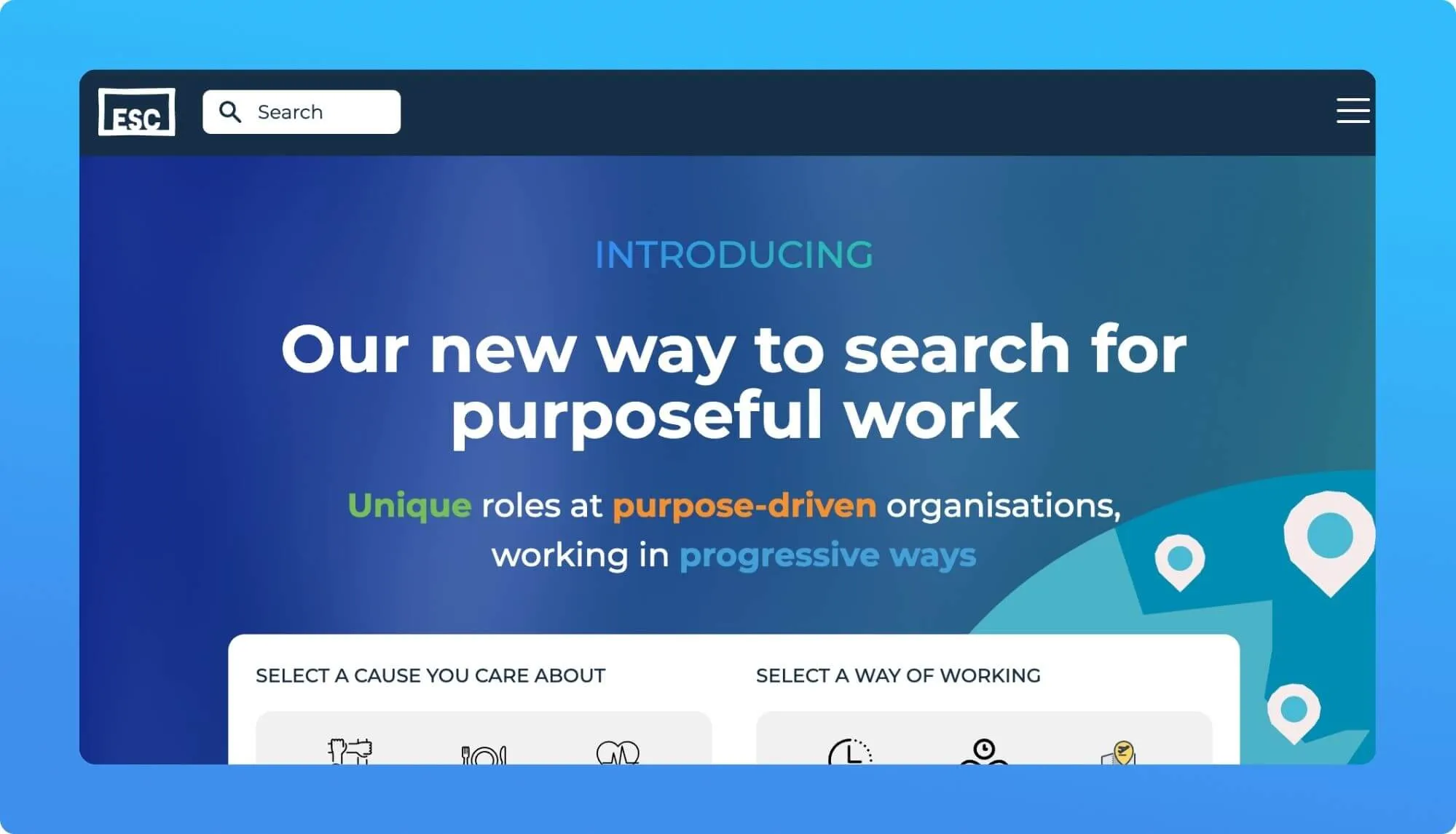Screenshot of a job board website