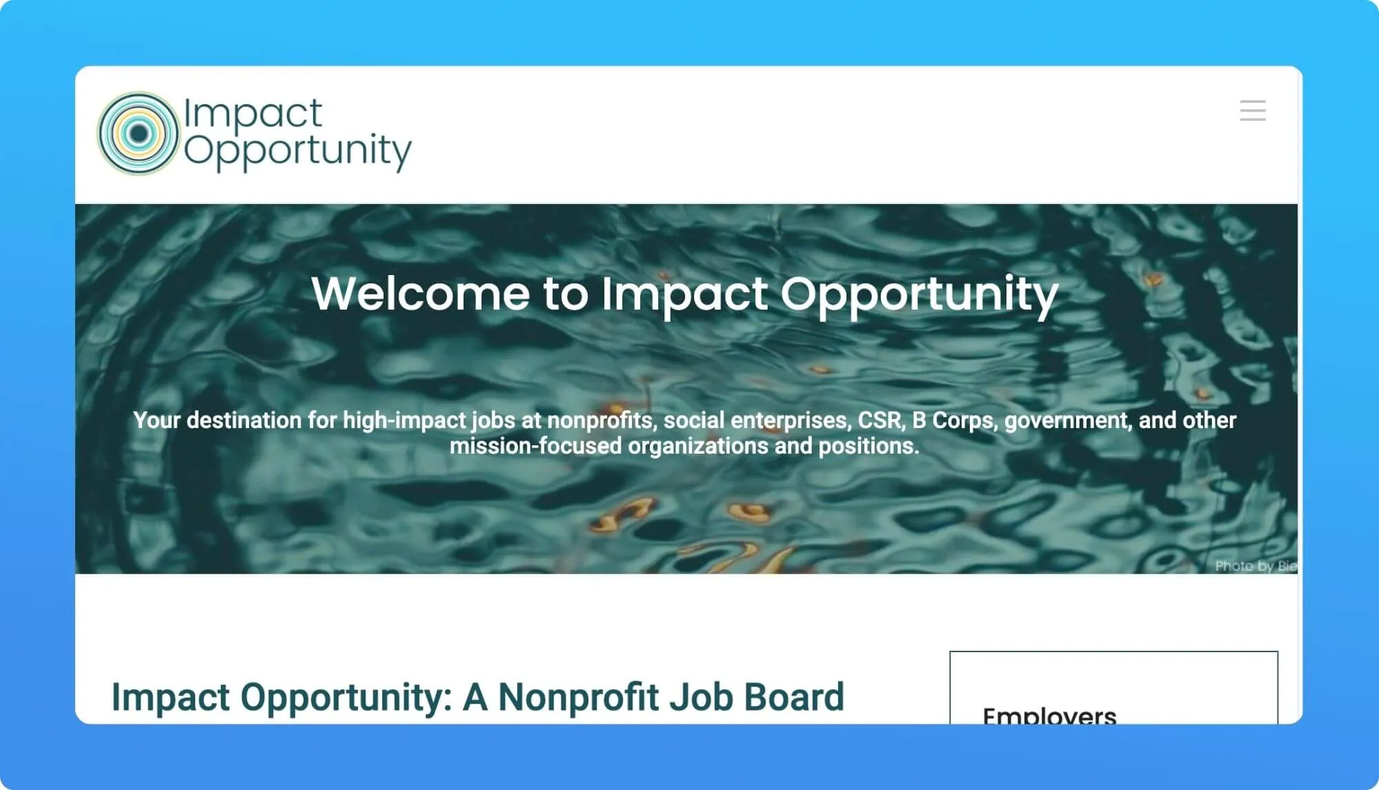Screenshot of a job board website