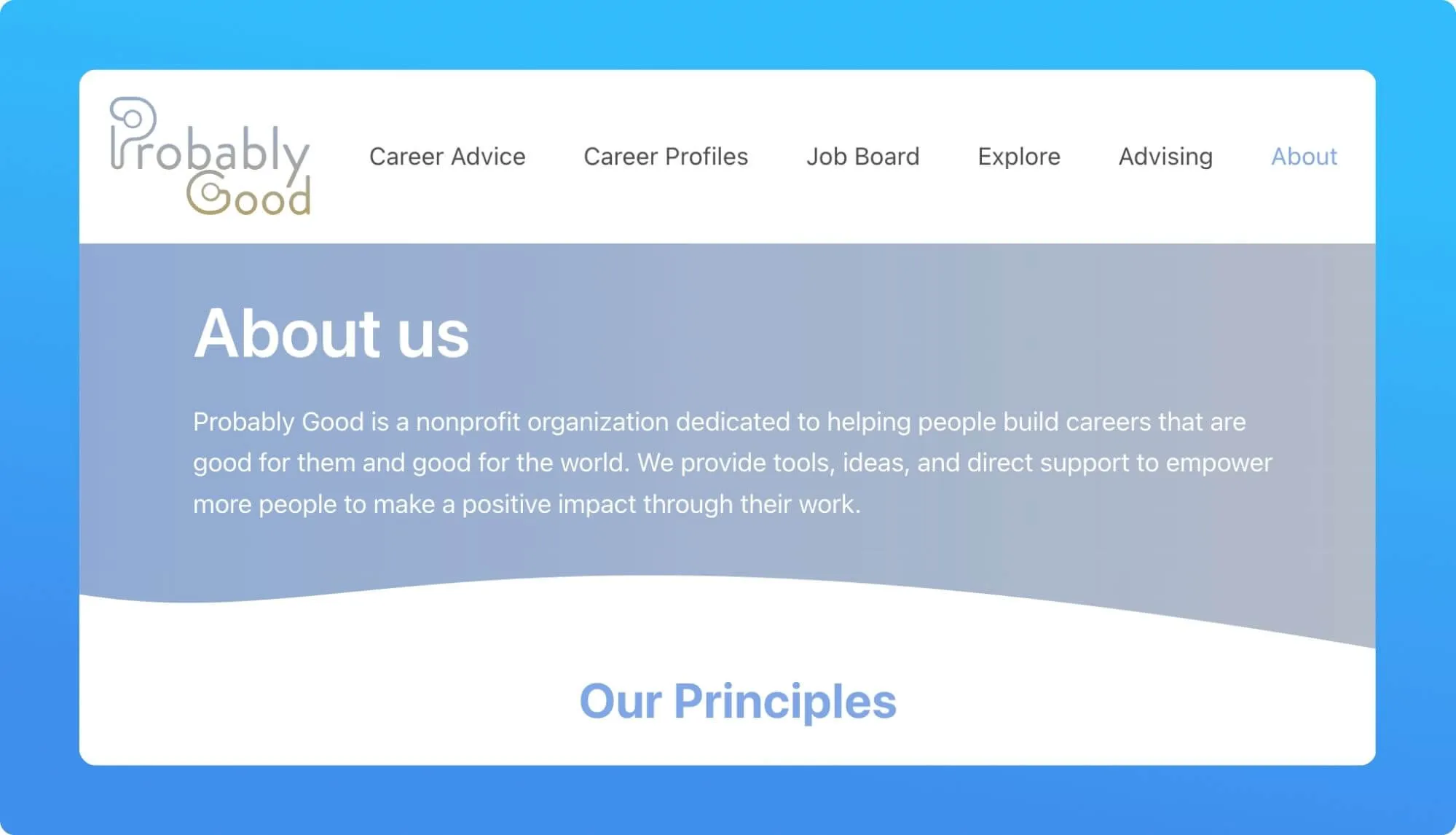 Screenshot of a job board website
