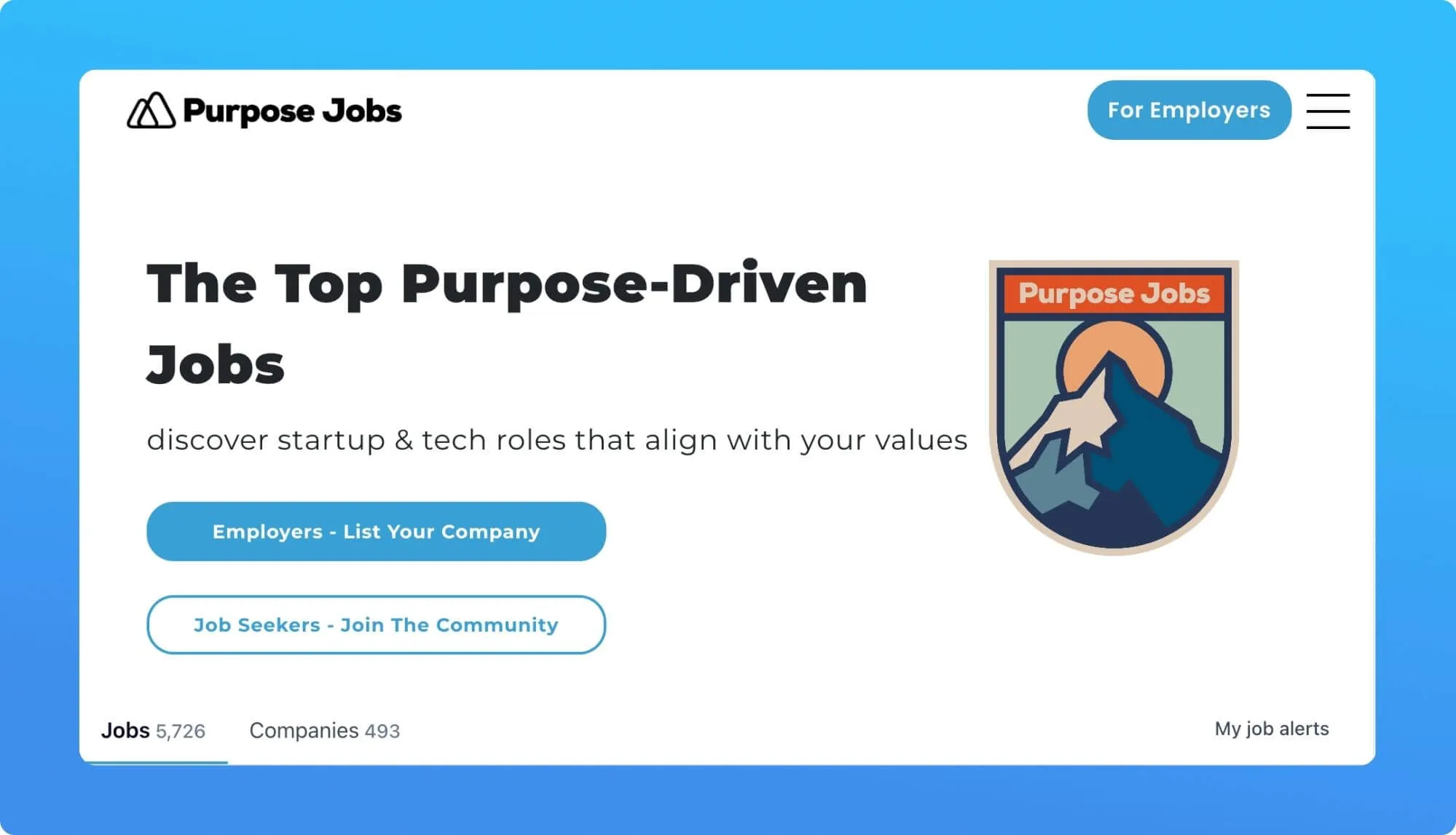 Screenshot of a job board website