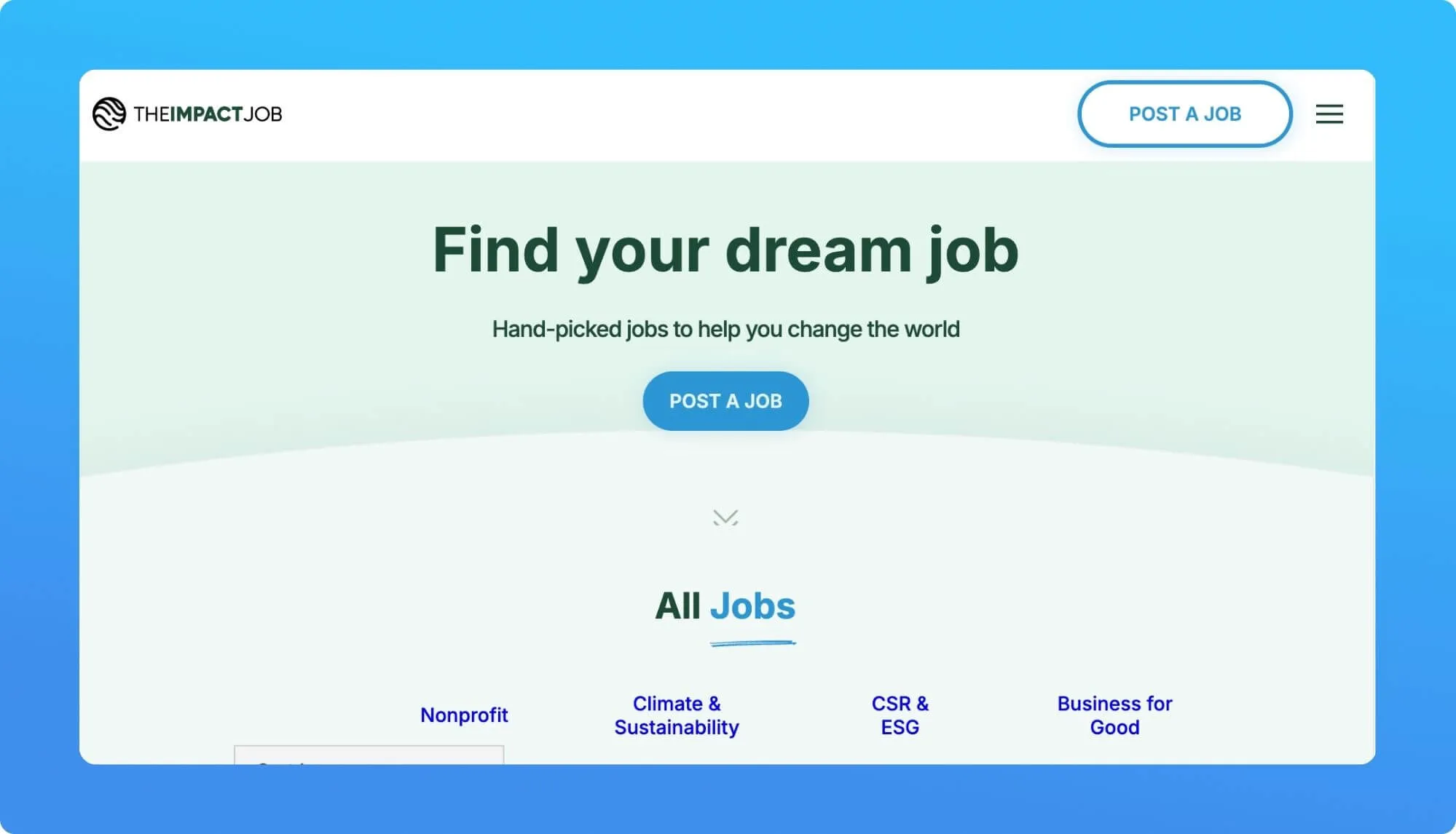 Screenshot of a job board website