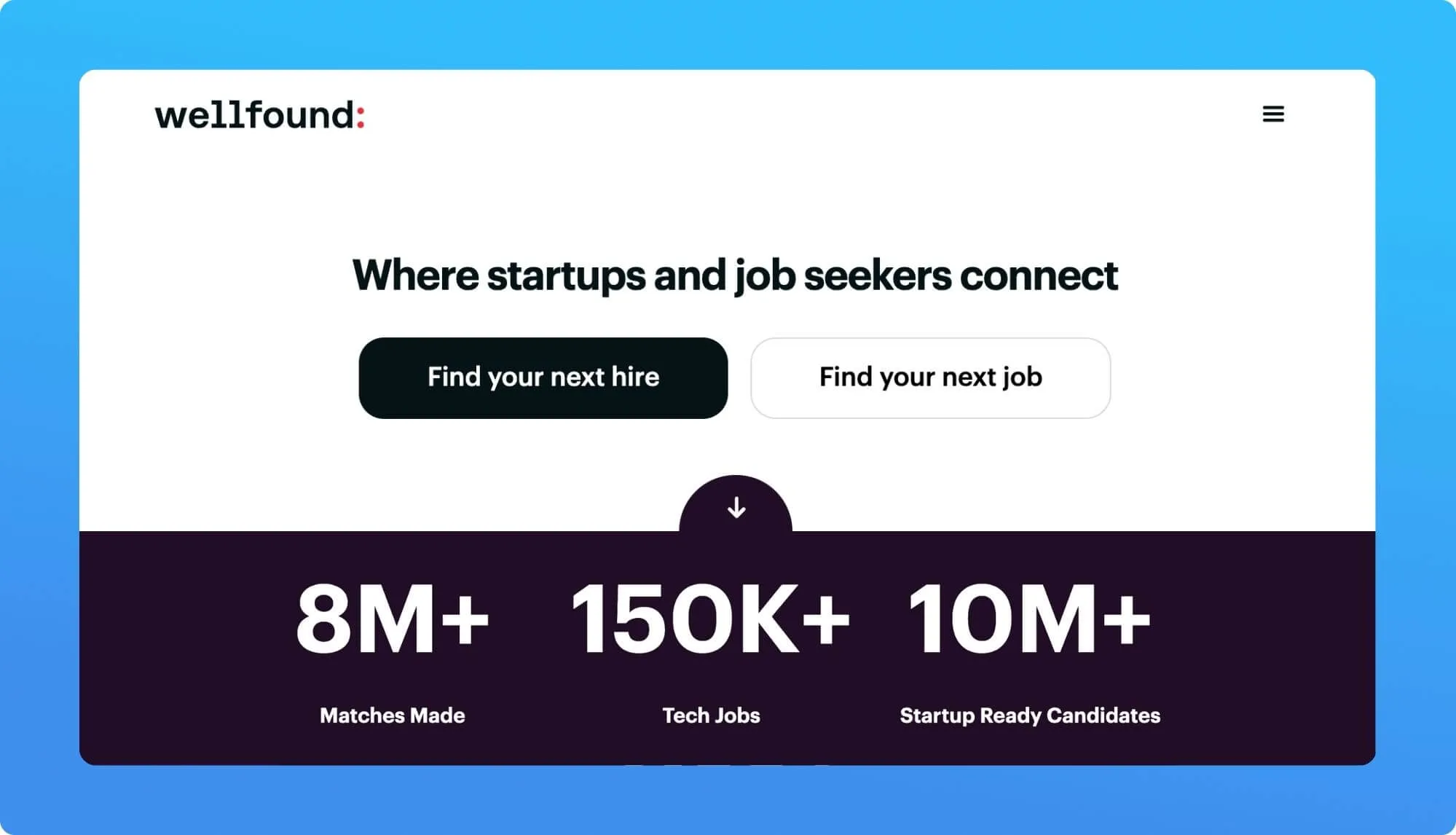 Screenshot of a job board website