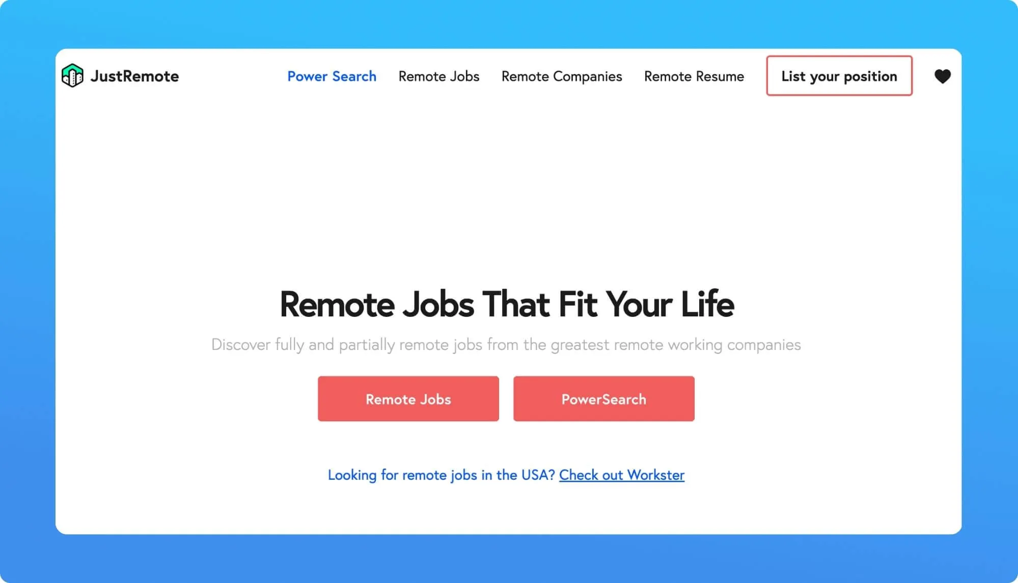 Screenshot of a remote job board website
