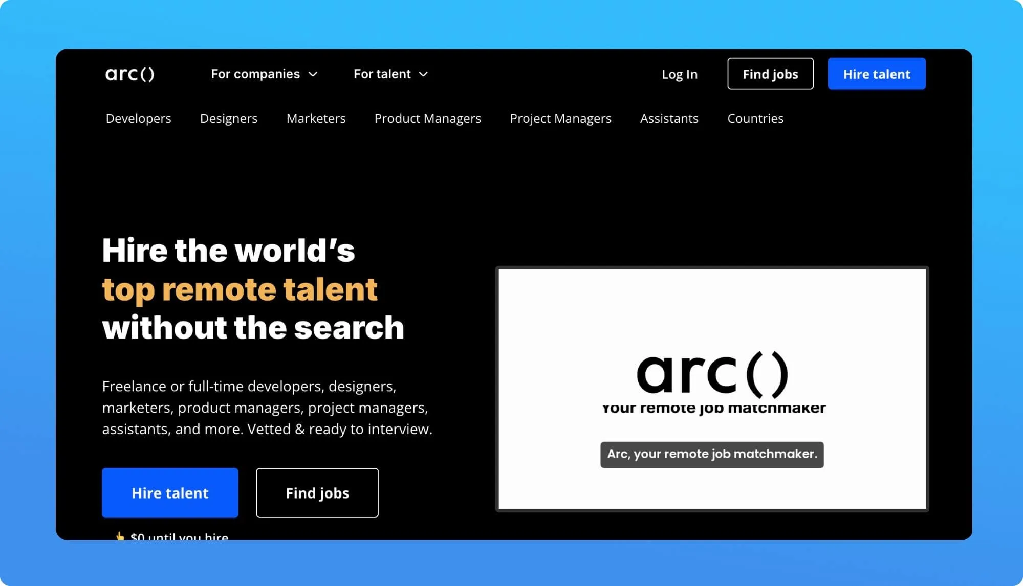 Screenshot of a remote job board website