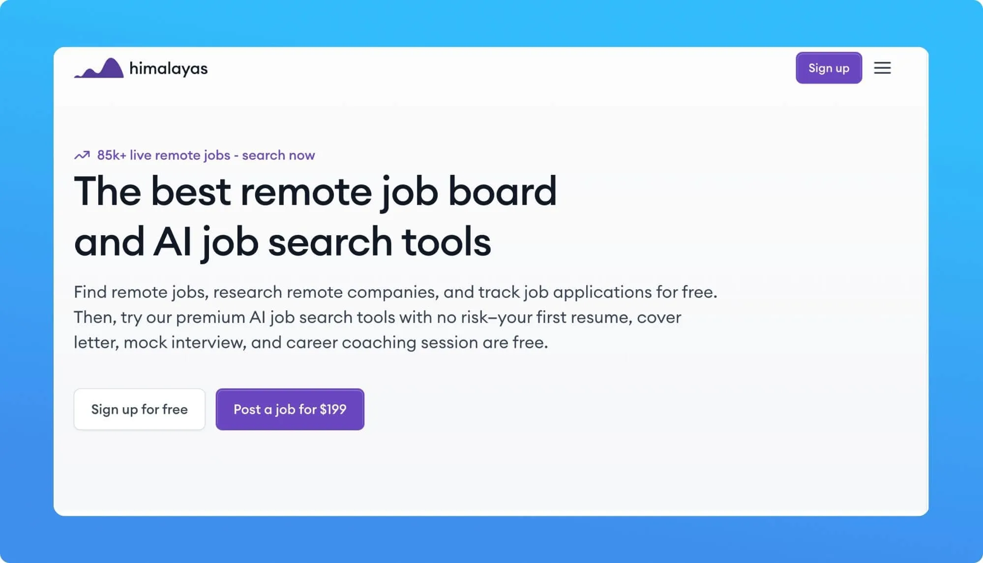Screenshot of a remote job board website