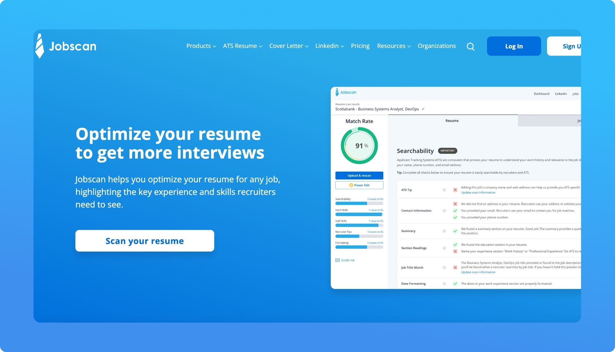 Jobscan website screenshot
