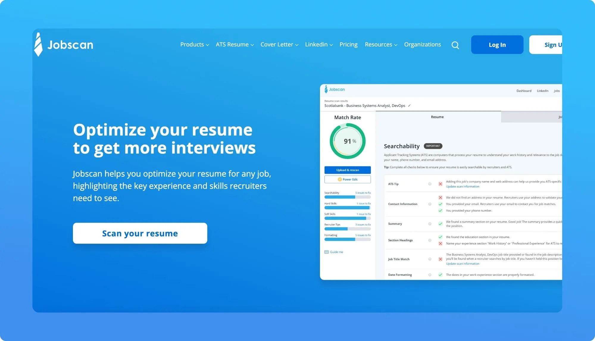 Jobscan website screenshot