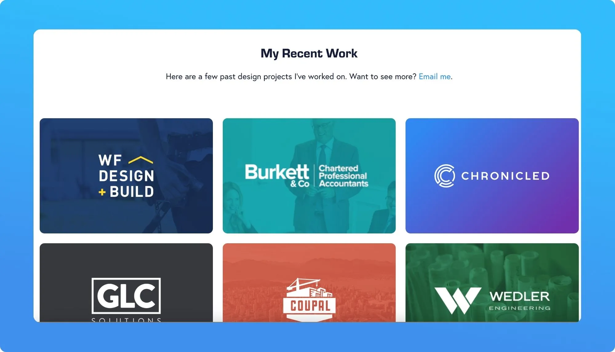 A grid showcasing logos from recent design projects created by Matt Farley.