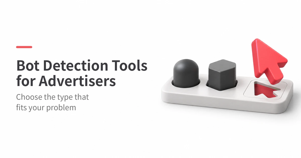 Bot detection tools for advertisers: a shape-sorter board where only the cursor-shaped piece fits its slot