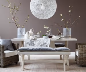 Dove grey walls paired with cream and ivory are subtle and elegant