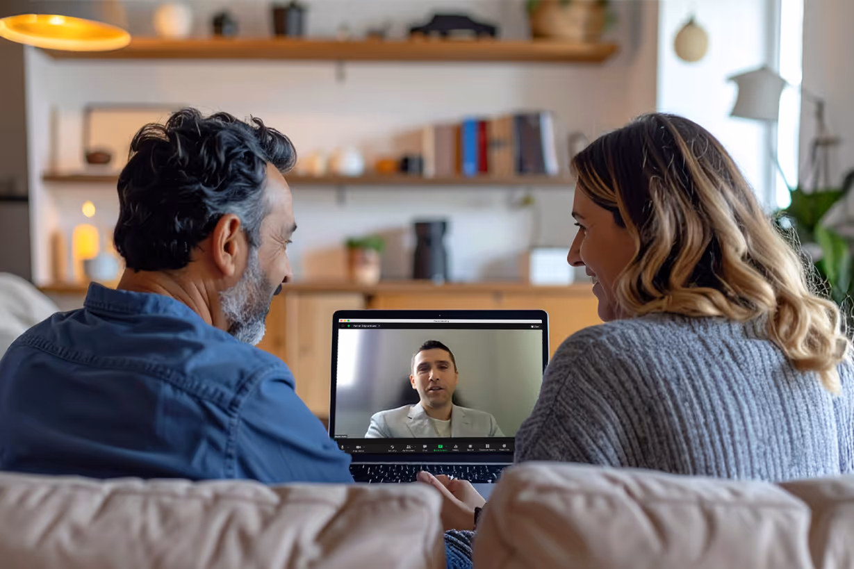 an image of a couple having a zoom video medical consultation with Dr. Vosko