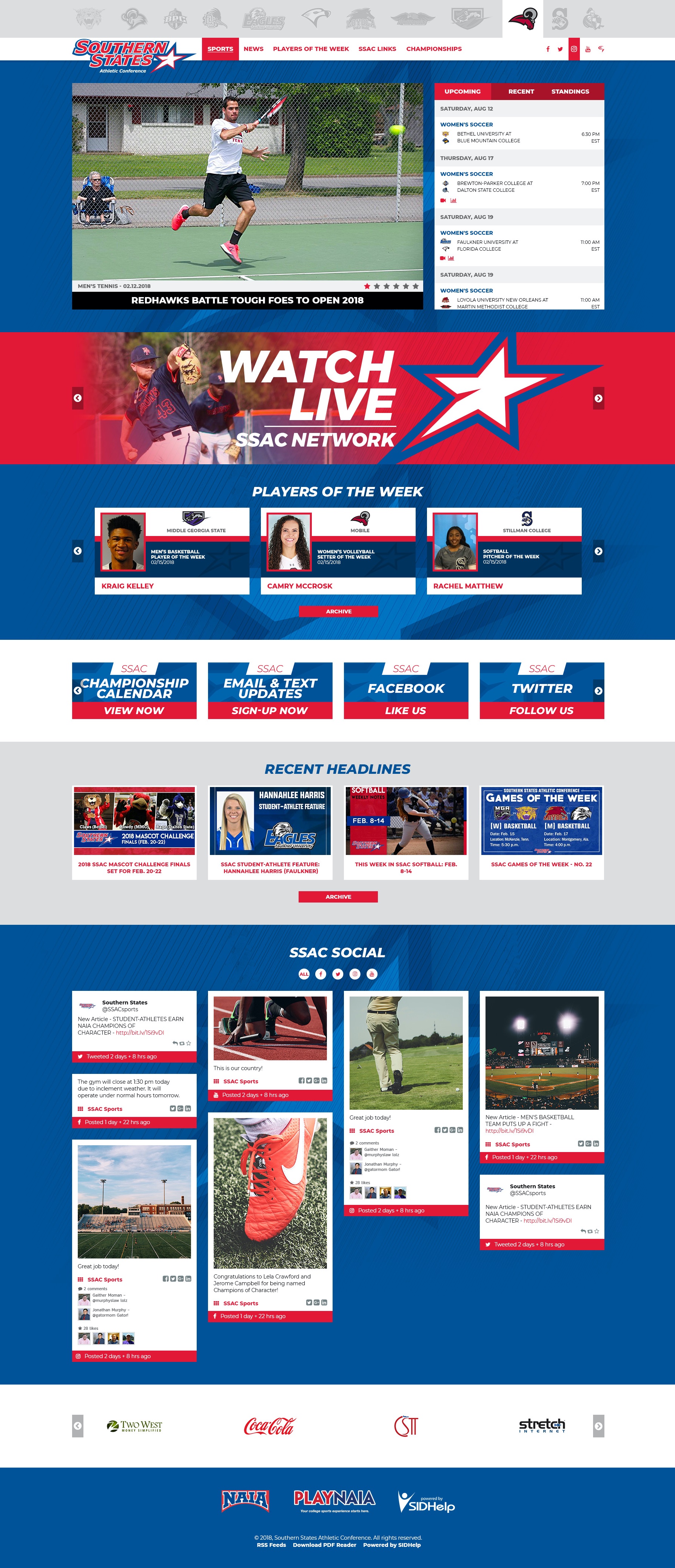 Southern States Athletic Conference Homepage Mockup