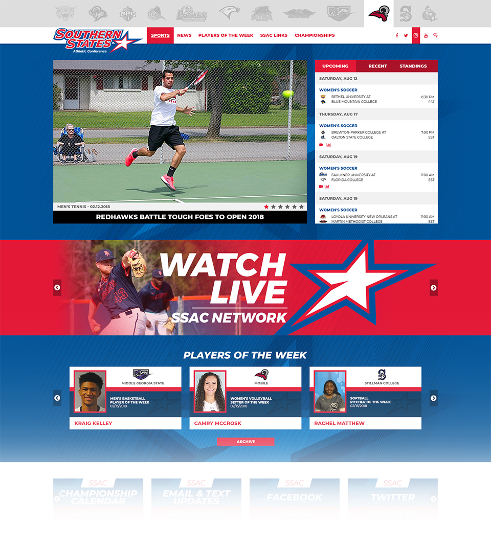 Southern States Athletic Conference Homepage Mockup