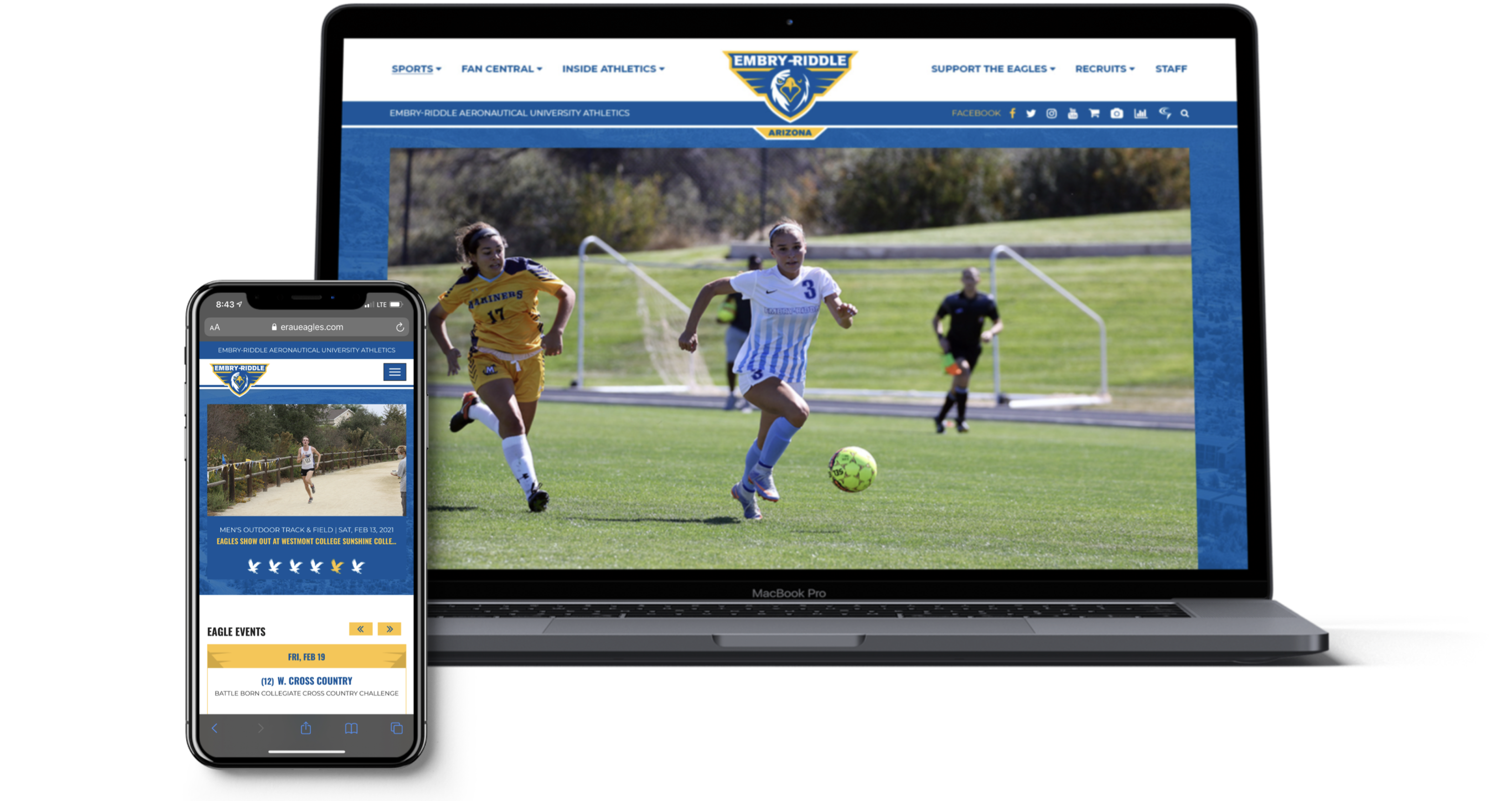 Embry-Riddle Aeronautical University Athletics Mobile Phone and Desktop Mockups