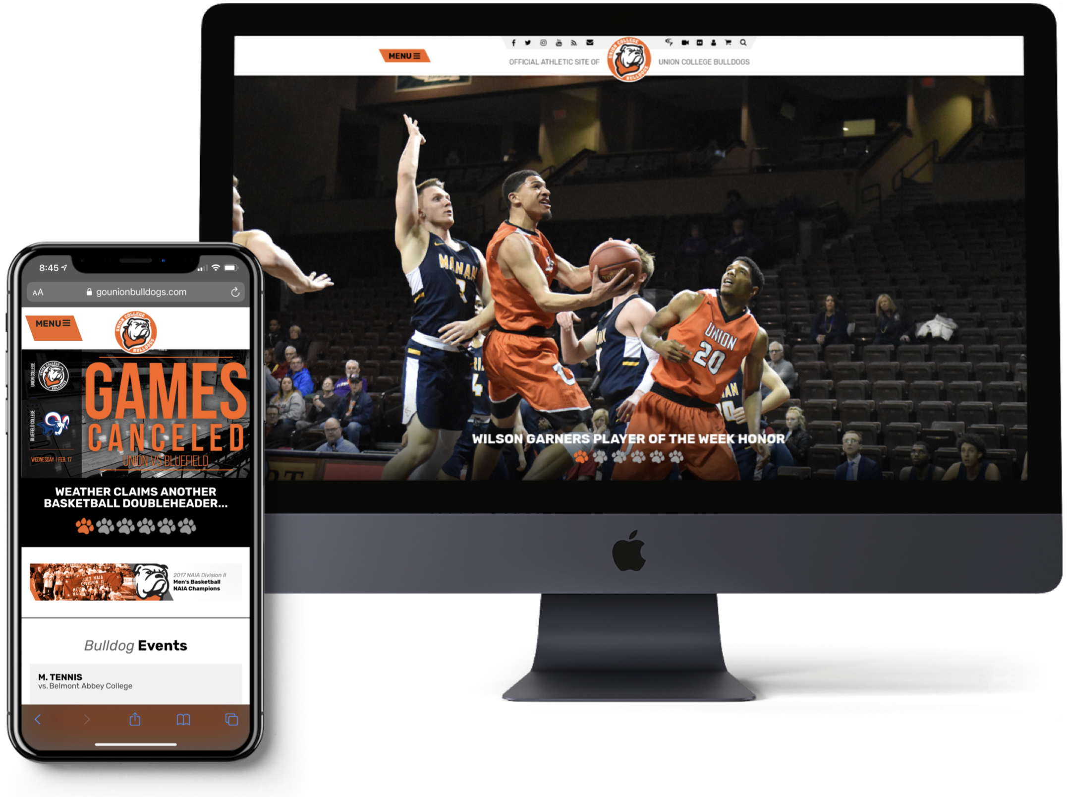 Union College Athletics Mobile Phone and Laptop Mockups