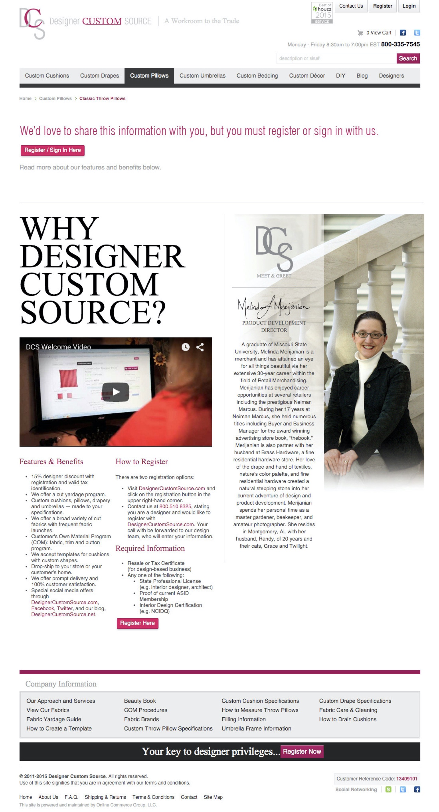 Designer Custom Source “why” webpage screenshot