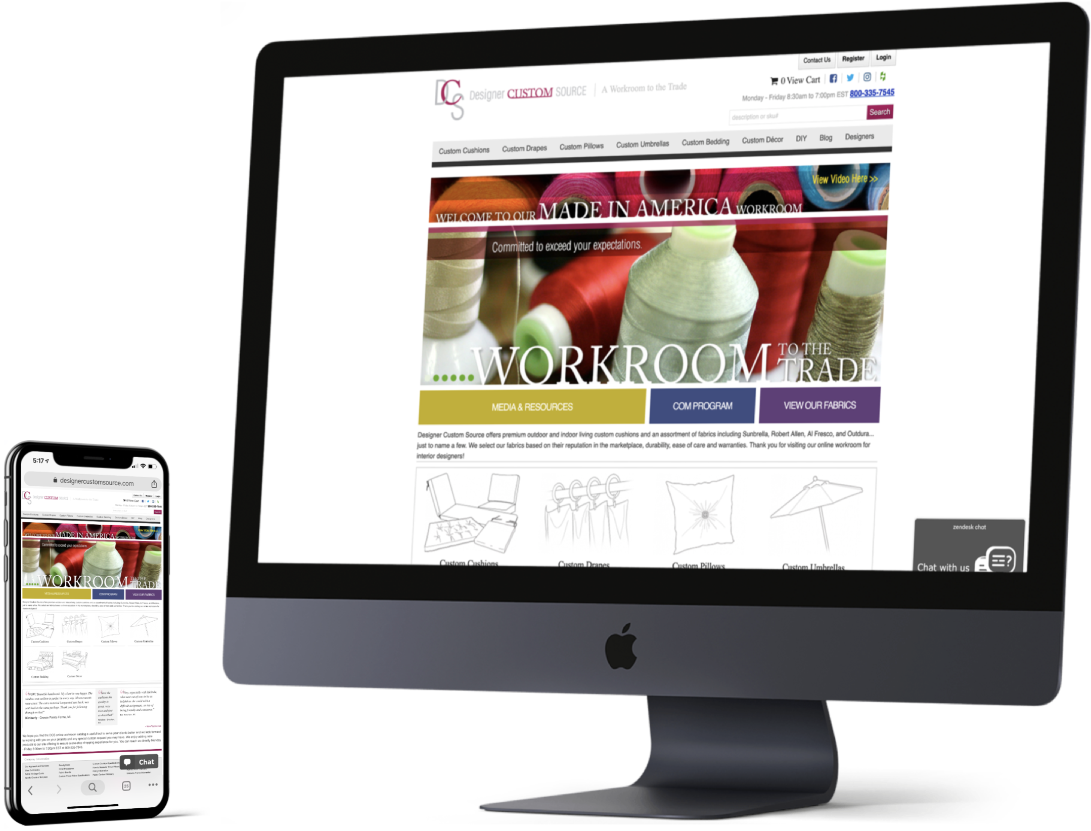 Designer Custom Source website mobile and desktop mockups