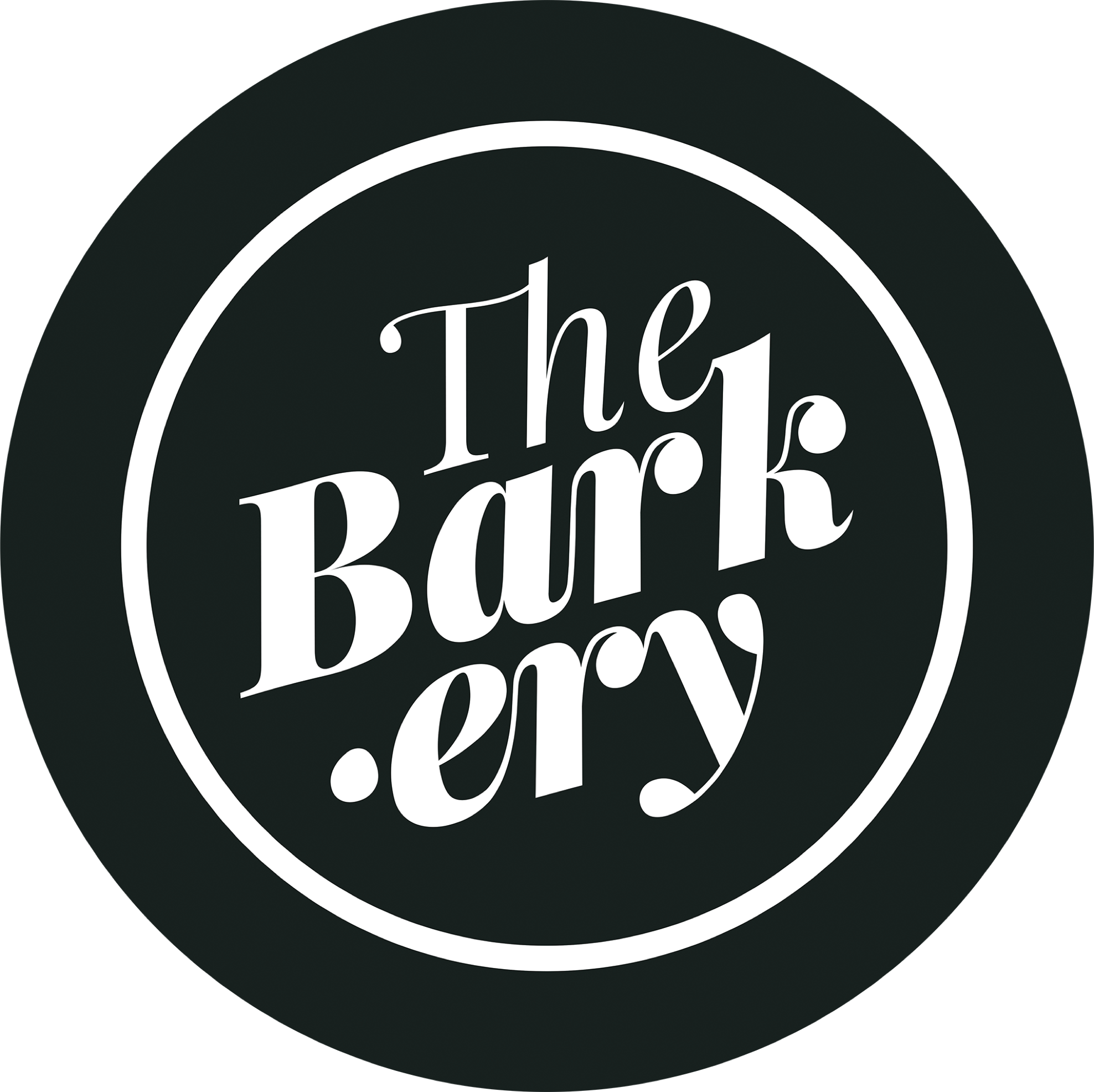 The Barkery primary logo in black and white