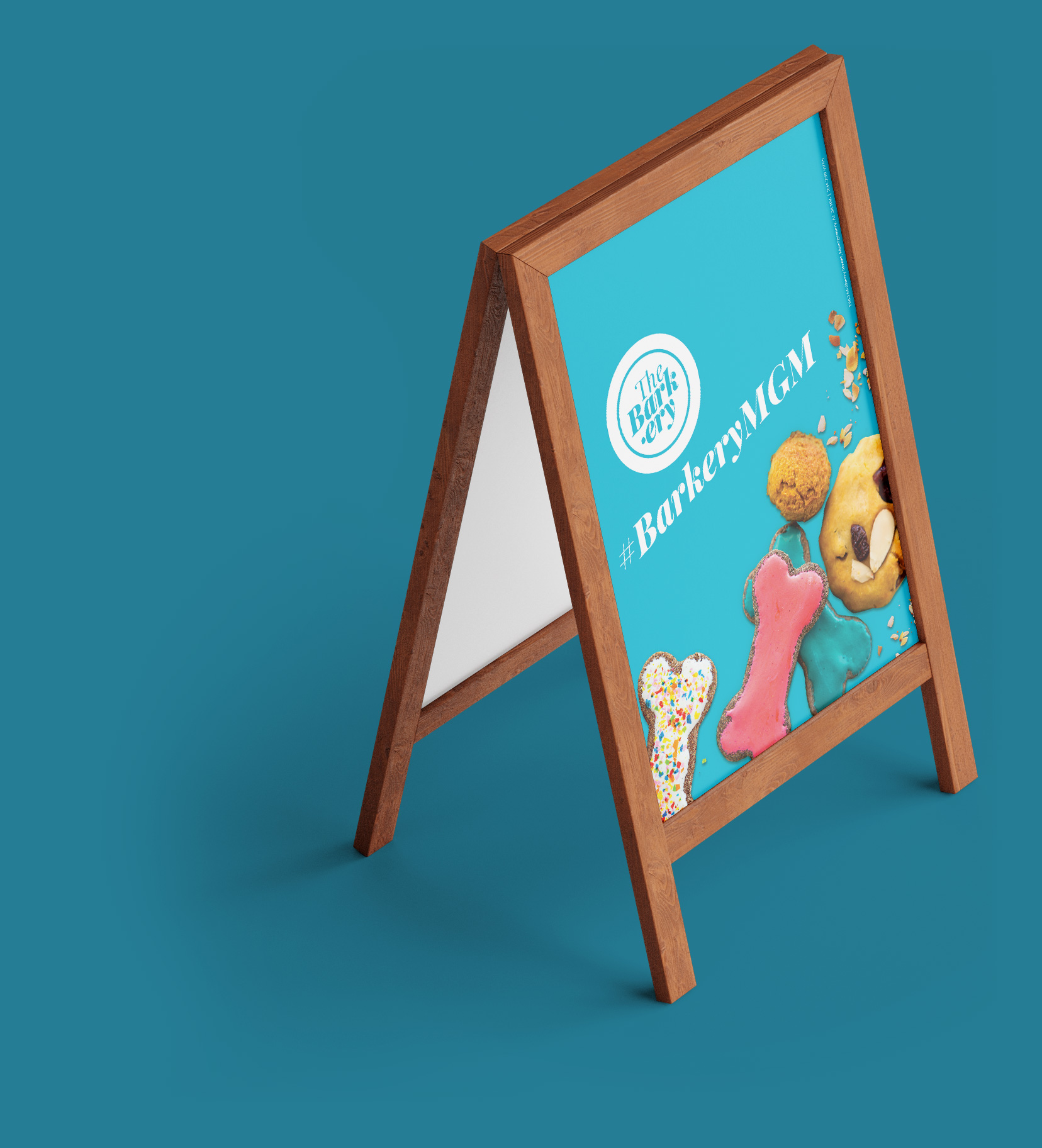 The Barkery A-frame signage mockup