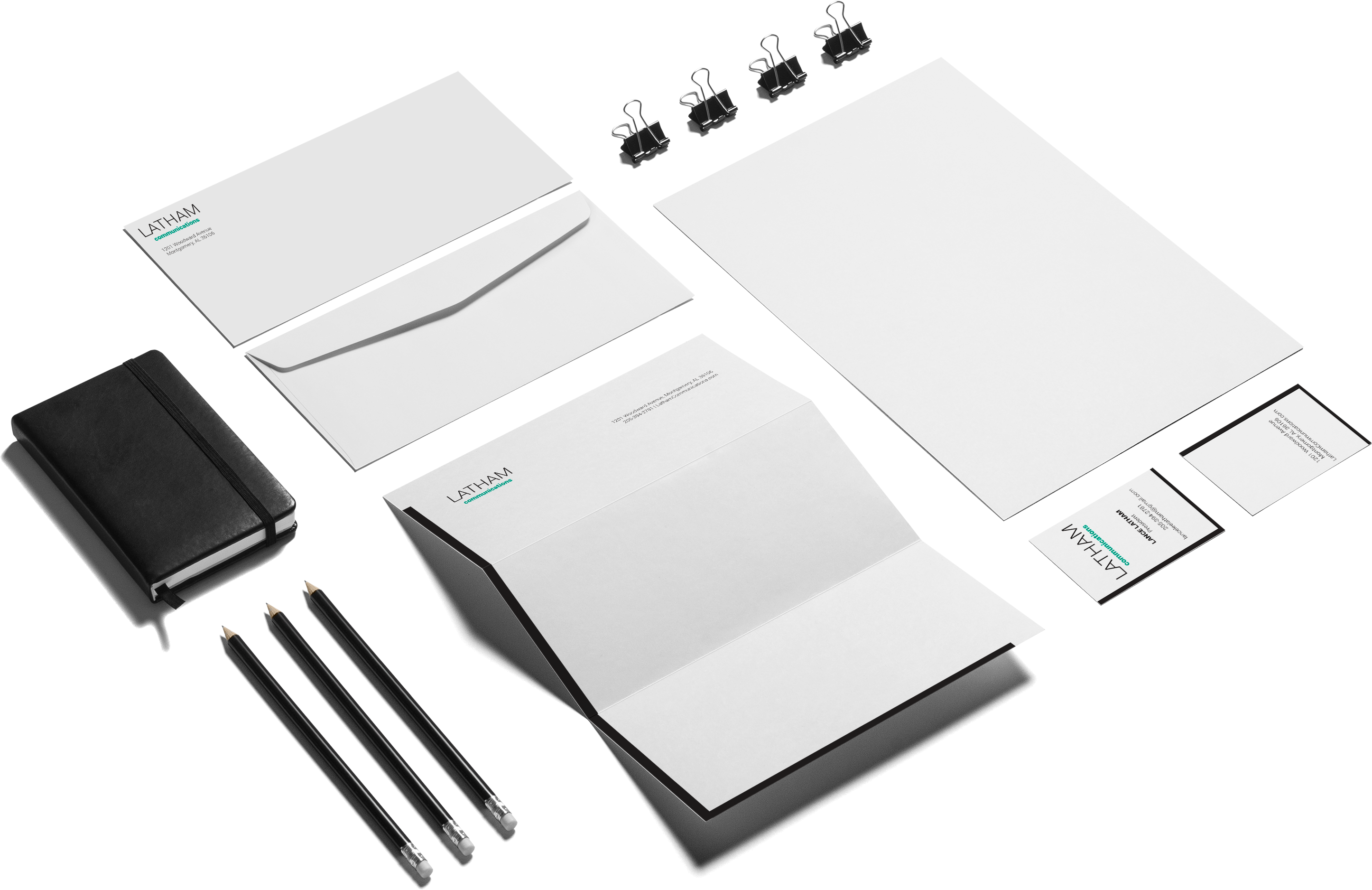 Latham Communications stationery suite mockup