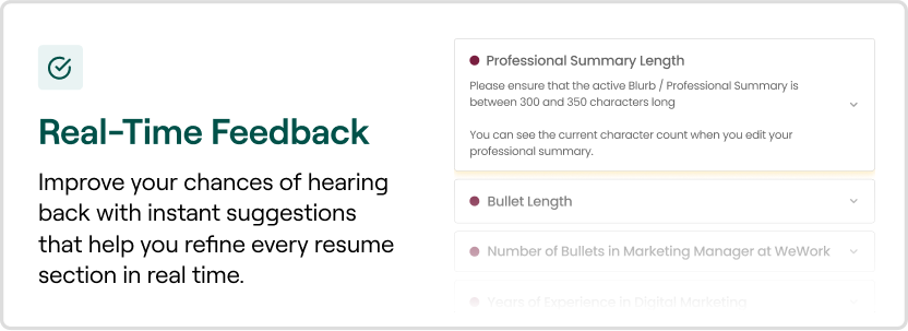 Real-time feedback on your resume content
