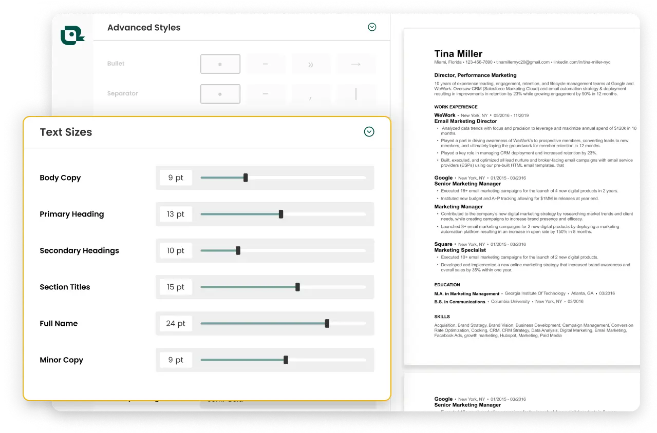 resume design features