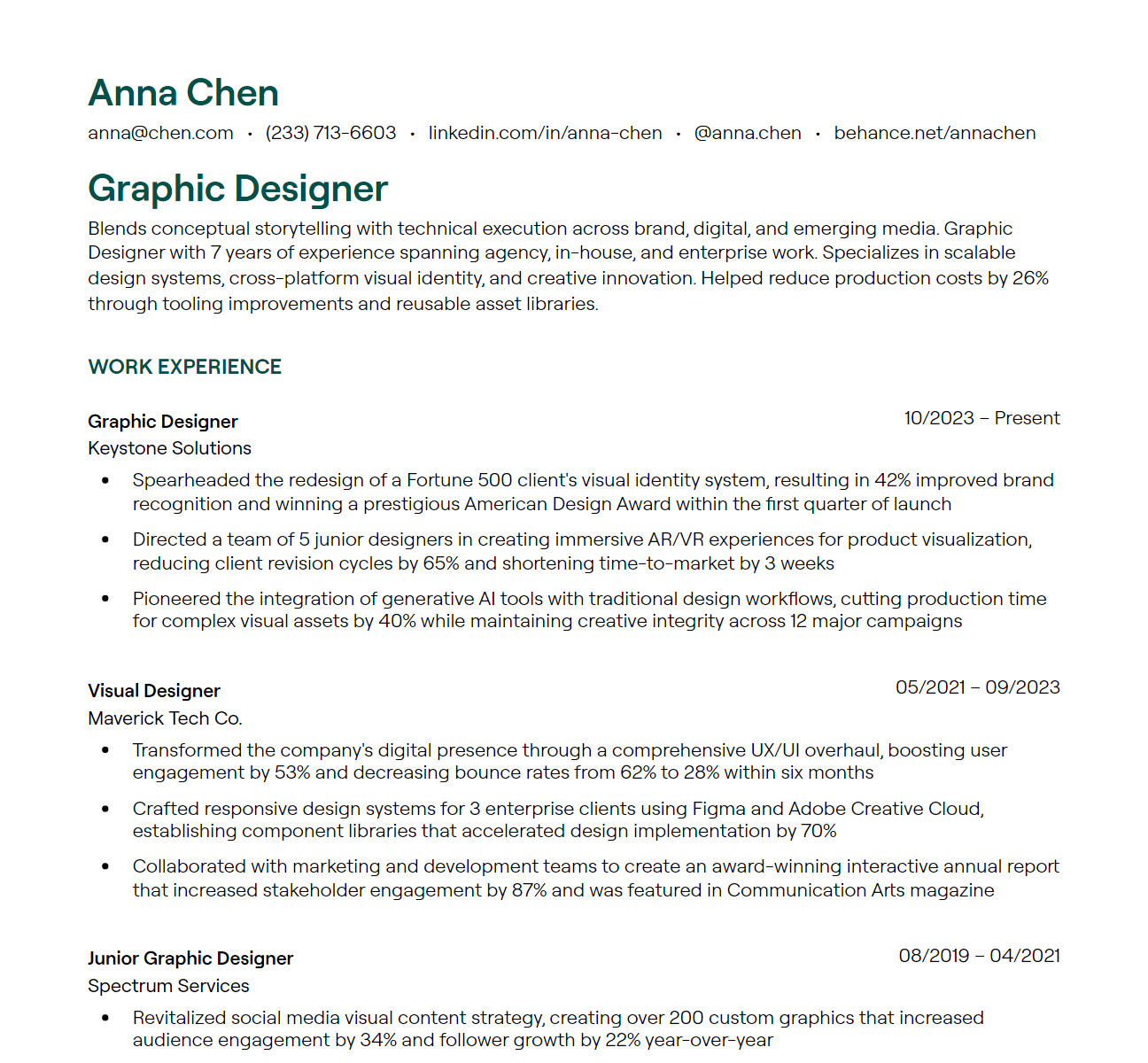 graphic designer resume example