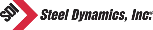 Steel Dynamics logo with red angled arrow and company name in black text.