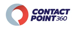 Contact Point 360 logo with circular design in blue and orange.