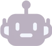 Purple robot face with white eyes, a straight mouth, and antennae on a black background.