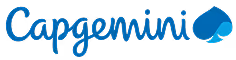 Capgemini company logo featuring the word 'Capgemini' in blue cursive with a blue abstract graphic to the right.