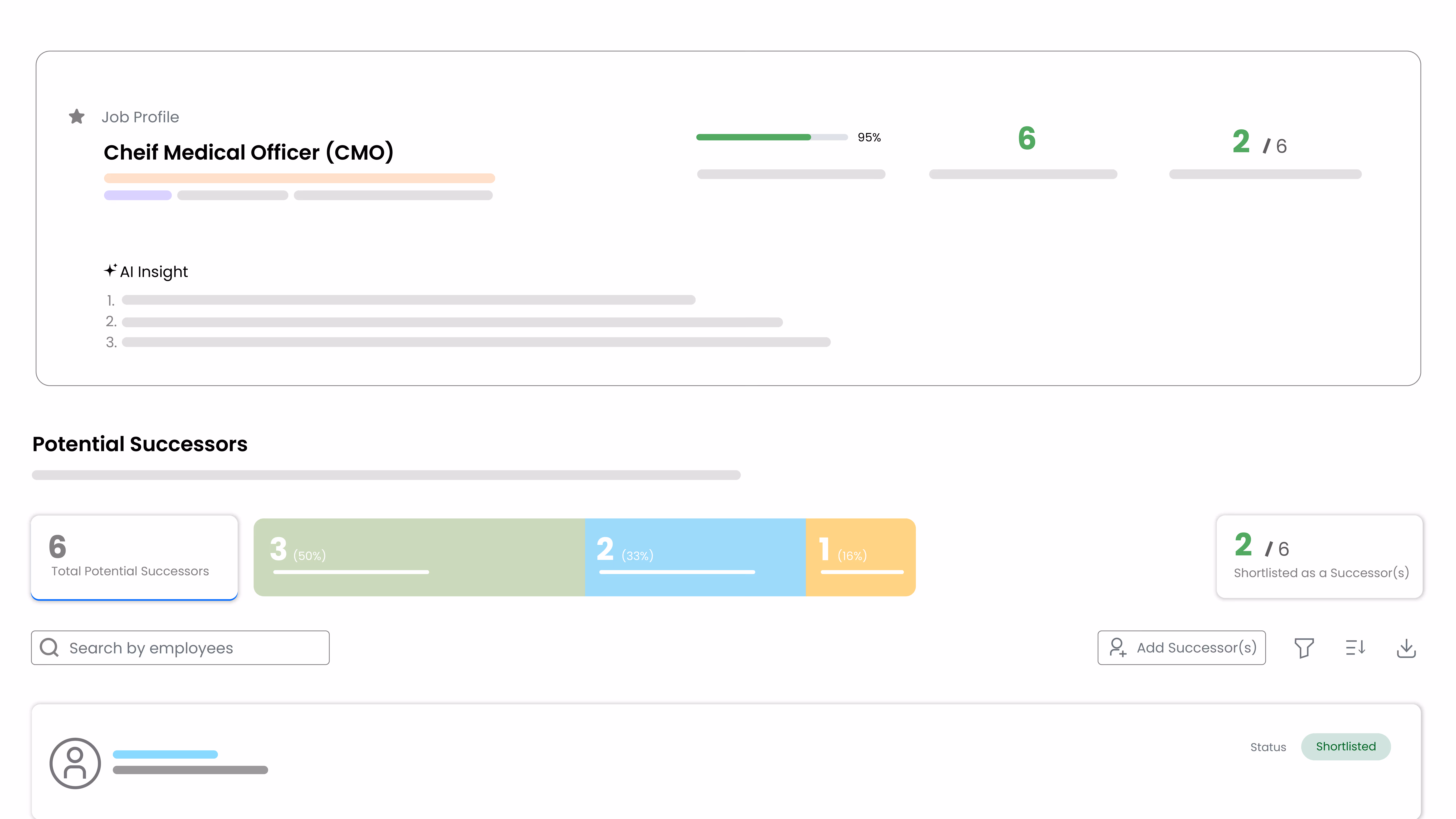 Internal role matching dashboard for Data Analyst showing candidate match percentages, skills match, assessment scores, and status.