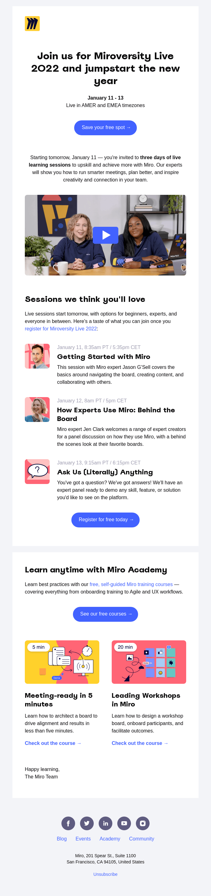miroversity live email template