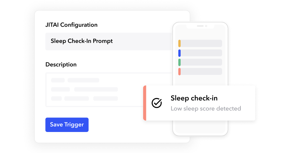 study configuration  for Just in time adaptive intervention (JITAI) 