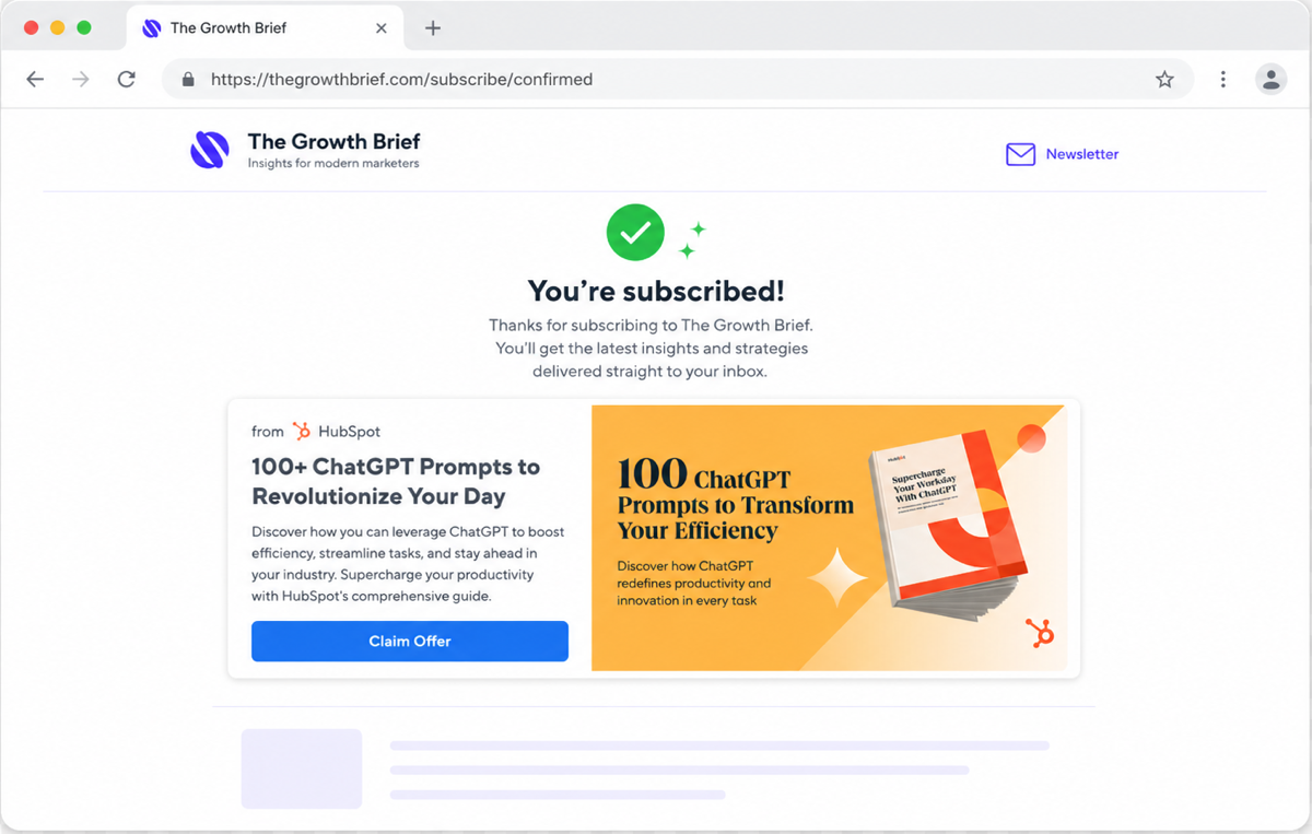 The same offer presented as an exclusive welcome offer right after signup