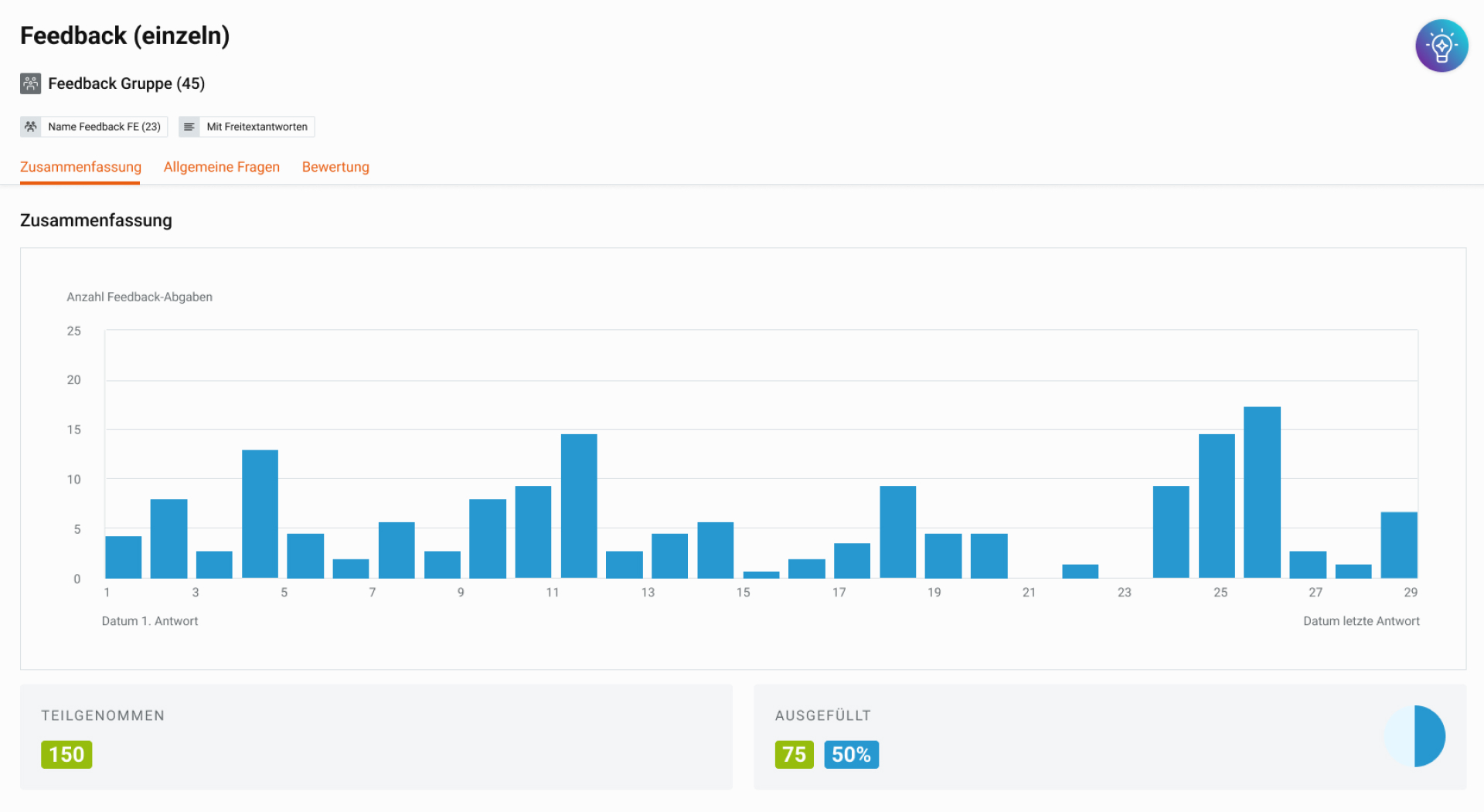 Balkendiagramm Auswertung Compledo Feedback Eventsoftware