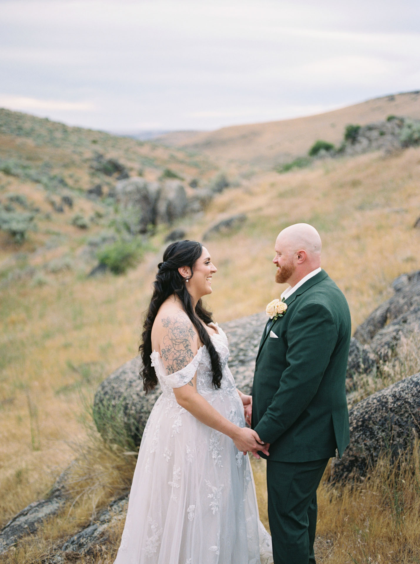 couple laughing together at their elopement