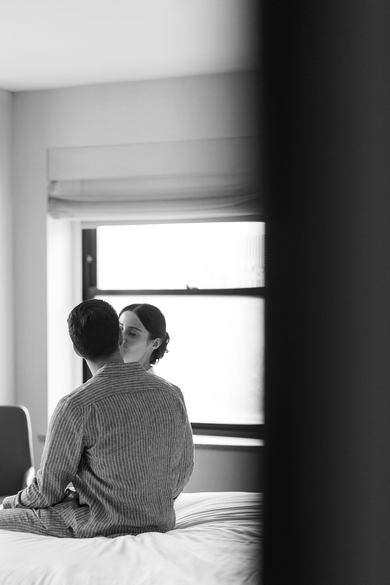 couple kissing after private vows