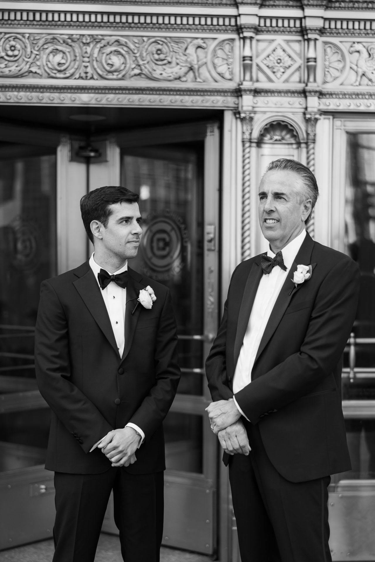 groom looking at his dad