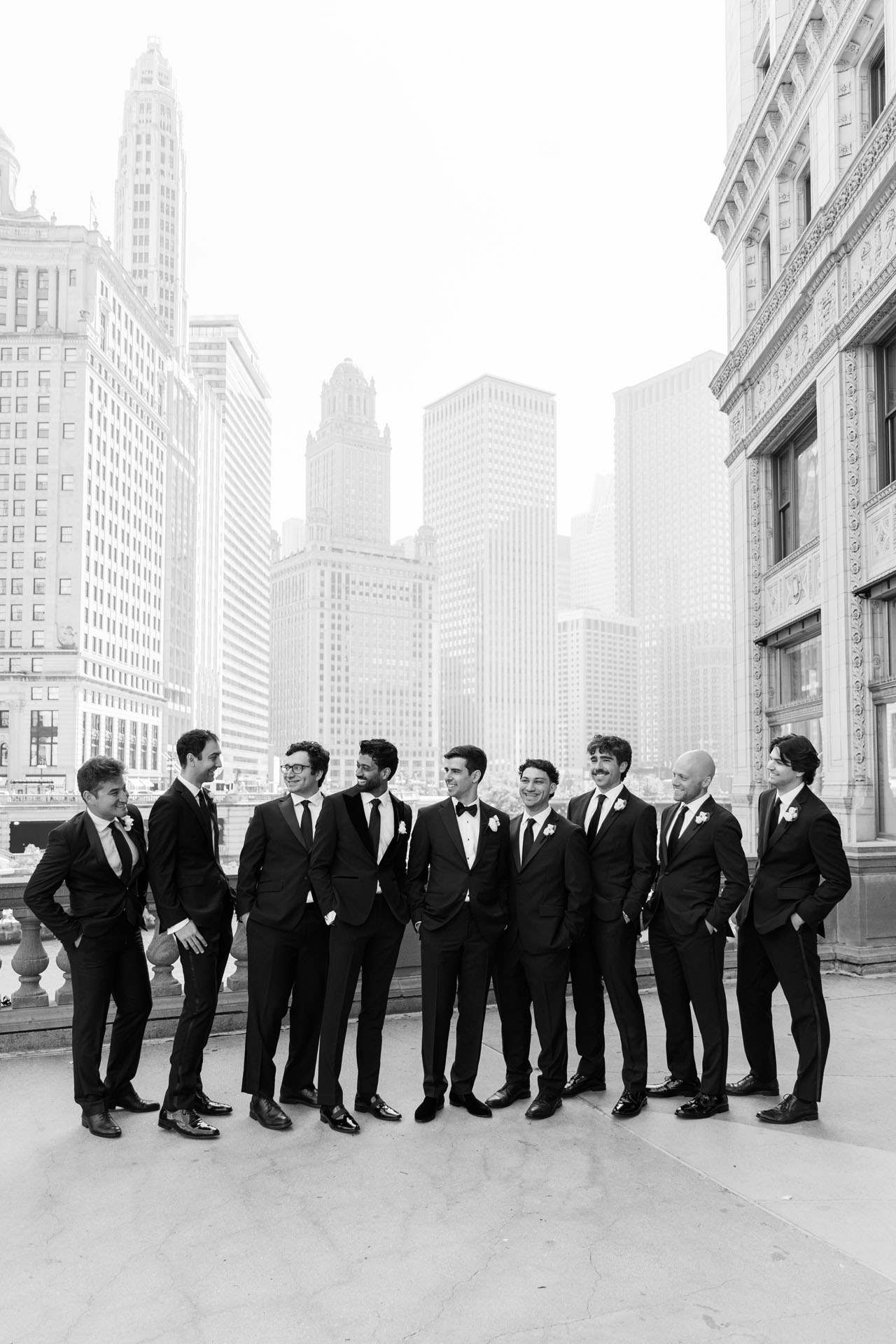 groom with his groomsmen in Chicago
