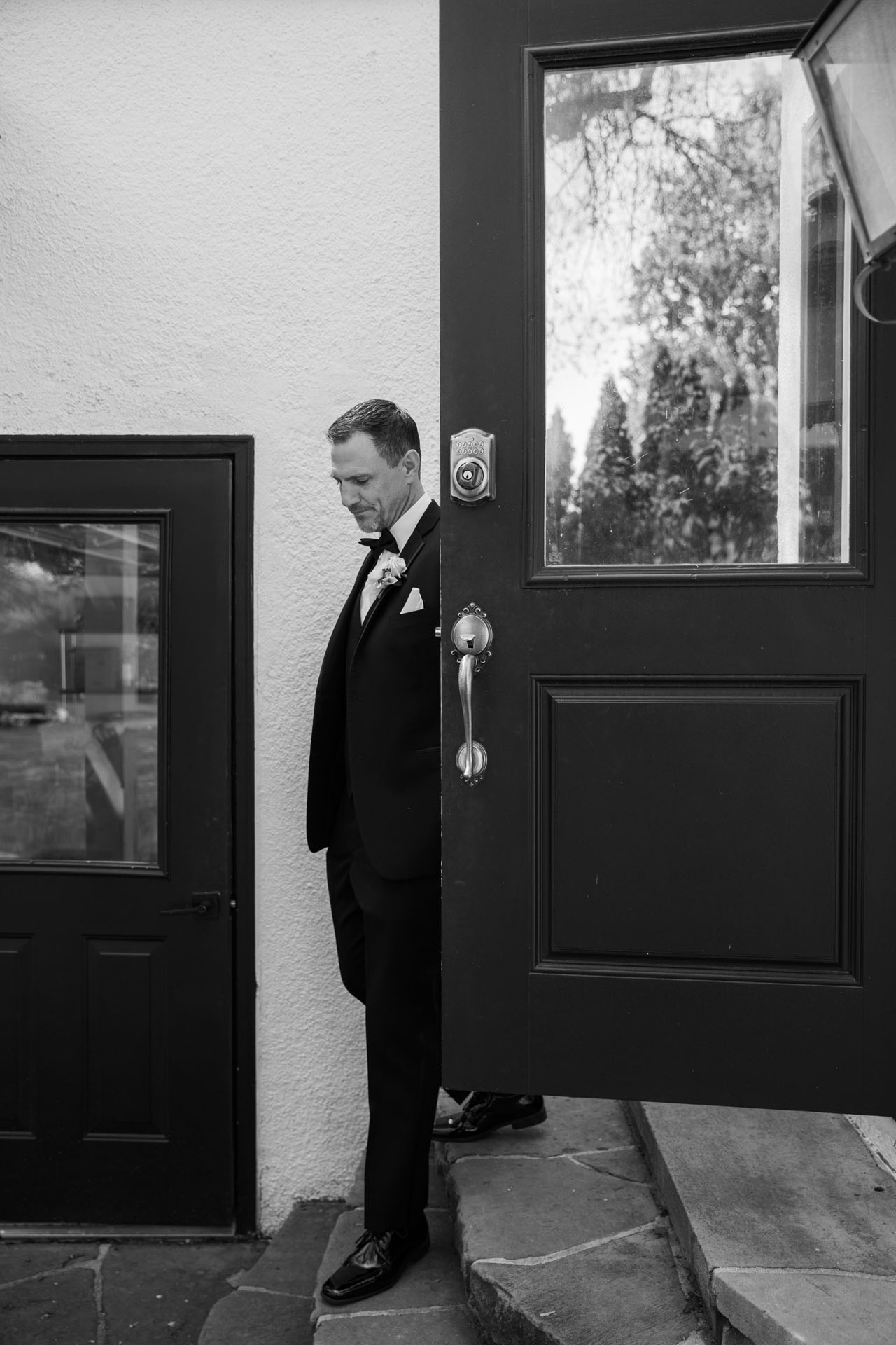 groom walking outside