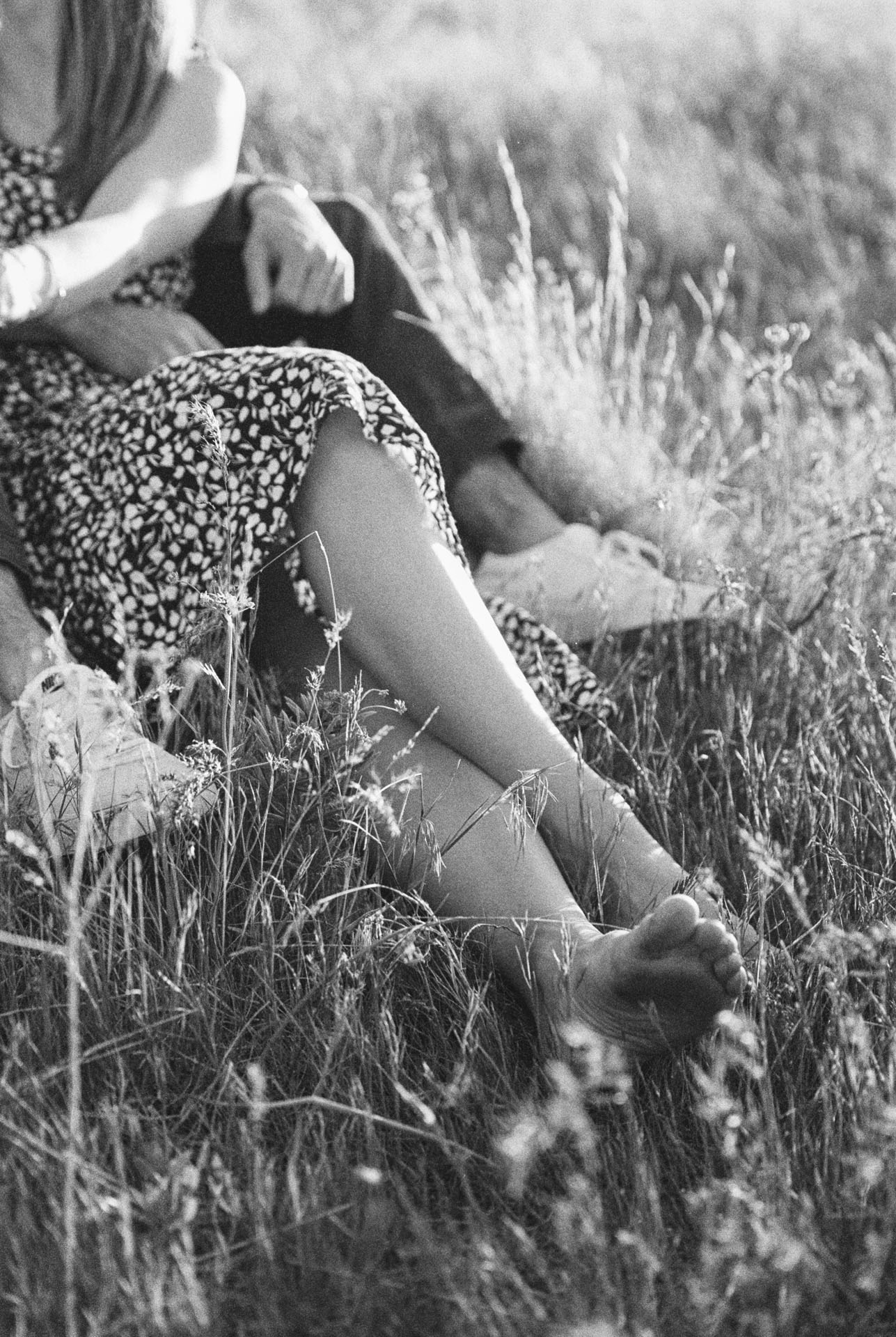 girl barefoot for engagement photos