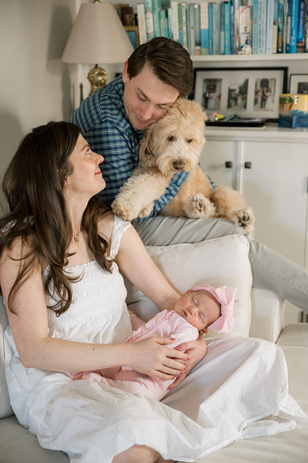 family together in their living room