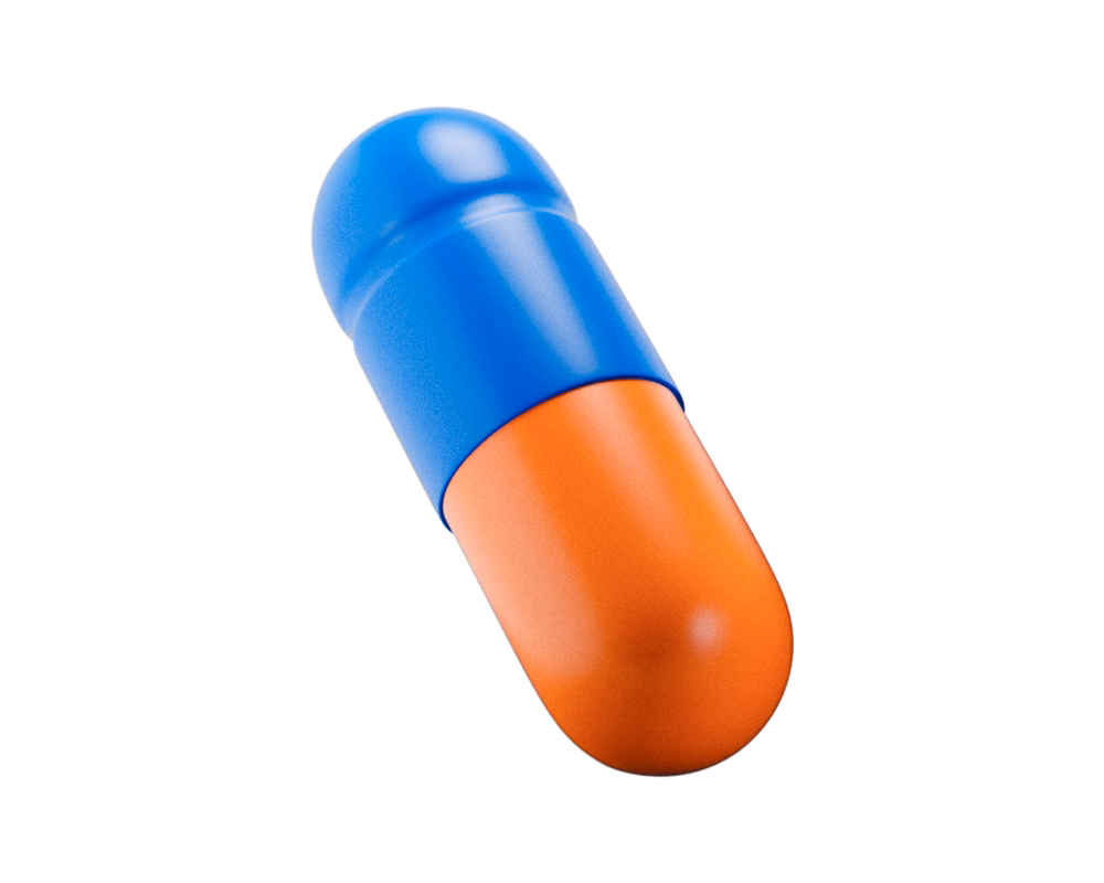 Phoenix health blue and orange capsule pill for hair loss and growth in Canada.